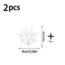 2pcs/10pcs Glitter Poinsettia Artificial Multicolor Poinsettia Christmas Tree Decorations (With Clips), Glitter Poinsettia Flowers, Christmas Decorations, Holiday Accessories, Christmas Tree, Wreaths, Glitter Poinsettia Christmas Tree Ornaments, Holiday Decoration DIY Poinsettia Wreaths, Party Decor Poinsettia Wreath Decorations, Artificial Wedding Flower Decorations, Party Gift Clips - White - View 17