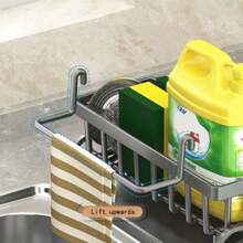 1 Piece Kitchen Storage Rack, Cloth Rack, Sink Drain Rack, Drain Basket Countertop, Multifunctional Sponge Rack, Storage Rack With Detachable Cloth Rack, Soap Dispenser Scrub Rack For Bathroom Storage