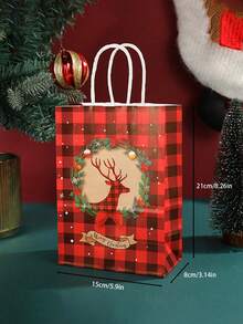 Túi quà Giáng sinh sáng tạo bằng giấy Kraft, Túi quà tiệc hươu, Cây thông Noel, Họa tiết người tuyết, Túi quà Giáng sinh Túi tote đựng quà tặng tiệc tái sử dụng, Túi Giáng sinh có quai xách, Có thể dùng để mua sắm năm mới, Tặng quà tiệc - Nhiều màu - Xem 3