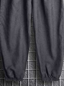 Corduroy Drawstring Ankle Men Pants, Casual Simple All-Match Trousers For Autumn/Winter - Màu xám đen - Xem 4