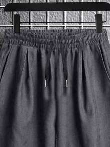 Corduroy Drawstring Ankle Men Pants, Casual Simple All-Match Trousers For Autumn/Winter - Màu xám đen - Xem 3