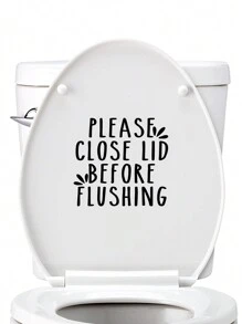 RandySticker 1pc/2pcs Please Close Lid Before Flushing Funny Toilet Stickers Bathroom Stickers Toilet Stickers Home Life Stickers Tip Stickers Gifts Birthday Graduation