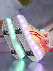 男女通用可充电闪光轮鞋，4 轮，10 种可切换模式和效果，适合学生