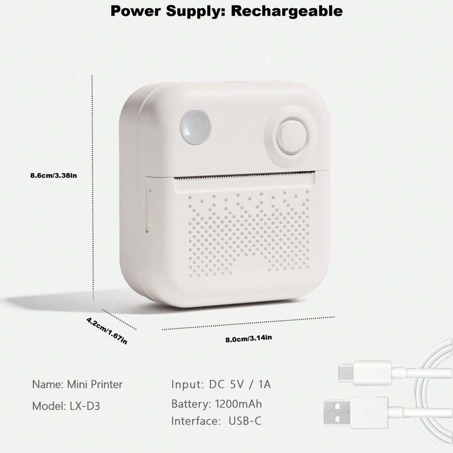Portable Wireless Mini Printer, Label Sticker Printer, Photo Printer