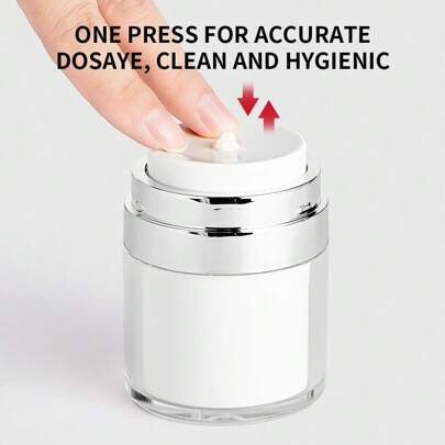 YUEMEI MOMENT 1 个容量 15ml/30ml/50ml/100ml（0.52oz/1oz/1.75oz/3.51oz）便携式真空压式面霜罐：可再填充亚克力真空化妆品容器，用于洗漱用品和护肤品 - 方便的旅行浴室配件