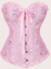 Palace Style Corset With Boning To Shape Waist And Push Up Bust, Sexy Jacquard Shapewear Top, Suitable For Wearing With A Dress, 1pc