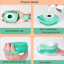 1pc Pet Bathing Brush, Silicone Massage Rubber Dog/Cat Grooming Brush With Shampoo Storage