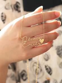 1 chiếc vòng cổ mặt dây chuyền tên chữ cái tiếng Anh bằng thép không gỉ màu vàng hồng phong cách đơn giản choker trang sức trang trí cho phụ nữ quà tặng ngày lễ tình nhân cho vợ quà tặng ngày của mẹ cho quà tặng giáng sinh cho mẹ quà tặng - Nhiều màu - Xem 2