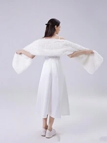 2024 Winterliche neue Brautkleid Stola mit Kunstfell Umhang Pelzschal für Frauen