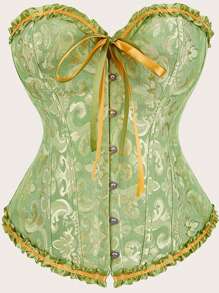 Palace Style Corset With Boning To Shape Waist And Push Up Bust, Sexy Jacquard Shapewear Top, Suitable For Wearing With A Dress, 1pc