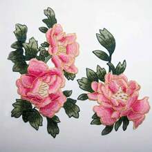 2PCS/Set Vibrant Water Soluble Flower Embroidery Patches For Christmas And New Year Holidays - Pink Orange Rose Red - Fashion-Forward Skirt Stickers & Clothing Accessories - Durable Embroidered Applique For Sewing Projects