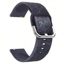 Curea de ceas sport din silicon moale, 20 mm, cu model floral sculptat, compatibilă cu Samsung Galaxy Watch 7, 6, 5, 4, 40 mm, 44 mm, 5 Pro, 6 Classic, 47 mm, Watch 4 Classic, Active 2, potrivită pentru bărbați și femei (ceasul nu este inclus)