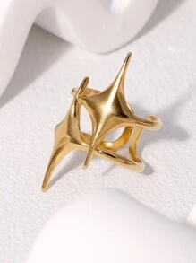 1pc Minimalist Feel Sophisticated Stainless Steel Star Shaped Open Ring, Suitable For Women Daily/Party Wear