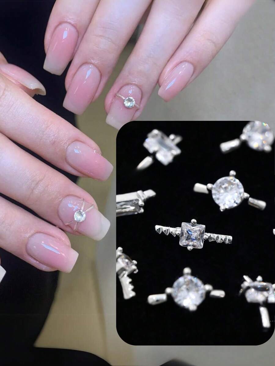 4件闪亮爪镶水钻美甲装饰，适用于美甲装饰，锆石爪镶水钻配件，热门线上迷你方形外星人钻石美甲饰品，美甲配件，美甲吊坠，美甲用品，美甲贴纸，美甲钻石，美甲饰品，美甲设计，美甲吊坠，美甲，美甲艺术，美甲宝石，DIY美甲水钻，美甲宝石 - 彩色 - 查看 1
