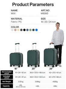 20 Inch Front-Opening Travel Suitcase Aluminum Frame Trolley Case Carry On Luggage With Laptop Compartment & Luggage Cover For Business Travel Vacation, Dark Green Suitcases Suit Case Travel Luggage Waterproof Carry On Suitcase Hand Luggage Carry On Holiday Winter