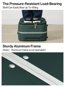 20 Inch Front-Opening Travel Suitcase Aluminum Frame Trolley Case Carry On Luggage With Laptop Compartment & Luggage Cover For Business Travel Vacation, Dark Green Suitcases Suit Case Travel Luggage Waterproof Carry On Suitcase Hand Luggage Carry On Holiday Winter