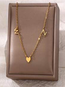 Customized Letter Love Necklace For Women Gold Color Stainless Steel Personalized Custom Initial Necklace Fashion Jewelry Romantic Gift For Family Friends