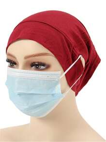 Damen Kopftuch Cap als Unterkopftuch, einfarbige Feste Unterkappe mit Ohröffnung, Kopftuch Accessoires Bandanas Cap als Unterkappe für Kopftücher, Alltägliche Unterkappe