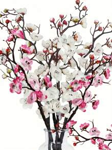 6 pièces/set Branches artificielles de fleurs de prunier, tiges de fleurs hautes pour le DIY et la décoration du Nouvel An, arrangement de vase central, décoration de maison pour le printemps et l'hiver, décoration de chambre esthétique, Saint-Valentin, cadeau