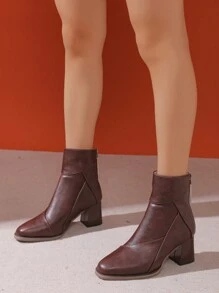 Fall/Winter Women Short Chunky Heel Ankle Boots, High Heel Ankle Boots Slim Boots, British Boots