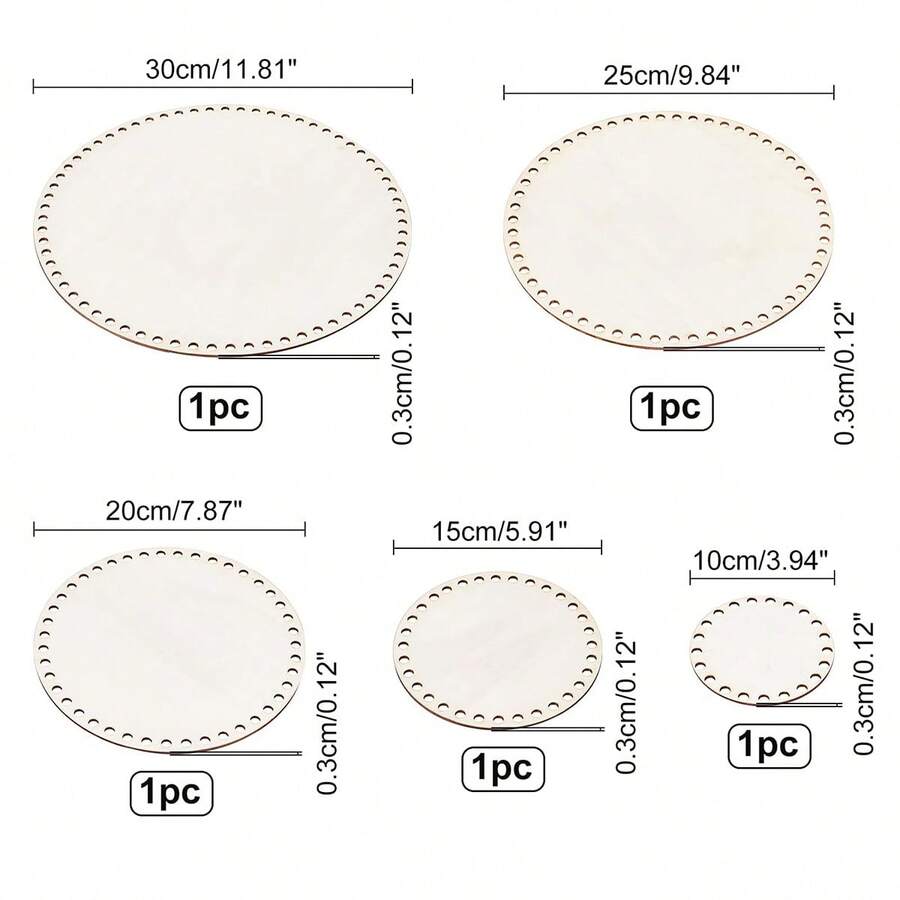 1/5pcs Wooden Crochet Basket Bottom, Round Wooden Basket Base, Wooden