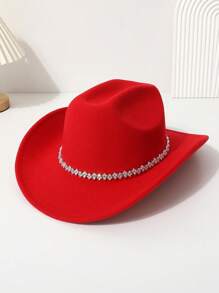 1 peça chapéu de cowgirl ocidental de cor sólida feminino, unissex colorido 3D geométrico casual mini chapéu para viagem, festa, chapéu de jazz para uso diário