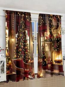 2szt/zestaw choinka przezroczysta zasłona okienna, wystrój domu do salonu, sypialni