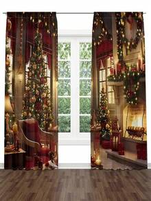 2szt/zestaw choinka przezroczysta zasłona okienna, wystrój domu do salonu, sypialni