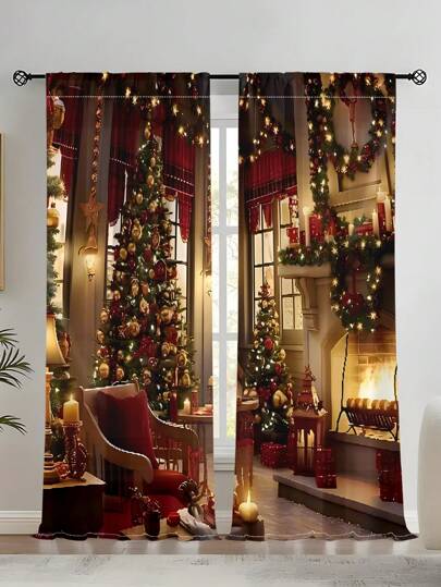 2szt/zestaw choinka przezroczysta zasłona okienna, wystrój domu do salonu, sypialni