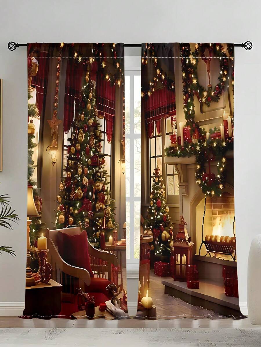 2szt/zestaw choinka przezroczysta zasłona okienna, wystrój domu do salonu, sypialni