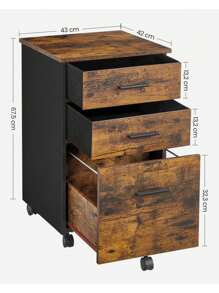VASAGLE Rollcontainer, Aktenschrank, Büroschrank mit 3 Schubladen, 2 Davon aus Stoff, 1 Schublade aus Spanplatte, mit Rollen, für Büro, Arbeitszimmer, Schlafzimmer, vintagebraun-schwarz - Braun - Übersicht 3