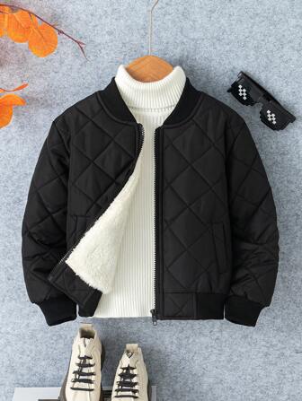 男童前拉链加垫蓬松衬里夹克