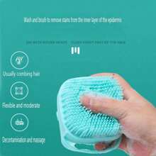 1pc Pet Bathing Brush, Silicone Massage Rubber Dog/Cat Grooming Brush With Shampoo Storage
