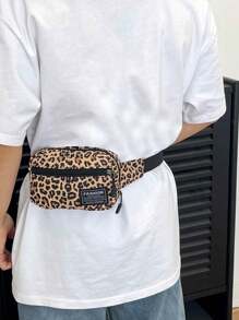 Nylon Leopard Print Fabric Fashionable And Versatile Sporty Casual Style Mini Chest Bag, Simplistic Phone And Coin Purse Christmas Winter Fall Christmas Gifts Bag Men Bag Sling Bag Travel Bag Hiking Hiking Men Gifts Gifts Student Holiday Thanksgiving Large Capacity Multi-Functional Outdoor Portable Fashionable Casual Dad Gifts Boyfriend Gifts Vacation Funny Gifts Chest Bag Side Bag Hobo Bag Holiday Essentials Fanny Pack Summer Brown Bag School Bag Pack Belt Bag Waist Bag Spring School Supplies Vintage Small Bag For Men Body Bag For Men Phone Bag - Brown - View 2