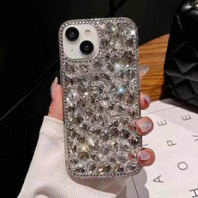 奢华闪亮水钻亮片时尚白色手机壳，兼容三星 Galaxy S25、S23、S24 Ultra、A55、A13、A14、A52、A53、A06、A16、A34 和 16、12、13、14、15 Plus、17 Pro Max，防震保护后盖，周年纪念礼物，派对礼物，妈妈生日礼物