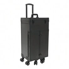 Rainaut Maleta De Maquillaje Profesional, Rolling Makeup Case, Salon Trolley Cart Beauty Facial Storage Travel Box +4keys, 6 Universal Wheels, Clear Storage Bag, Wide Opening, For Make-Up Artists - Black - View 4