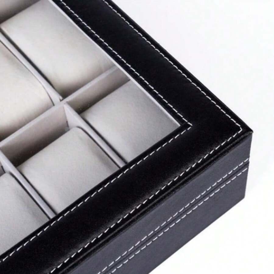 12 Compartments TopLevel Opening Style Leather Watch Collection Box