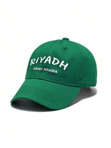 1pc Women's Baseball Caps Saudi Arabia Riyadh Embroidery Washed Fabric Breathable Soft Vintage Simple And Fashion Women's Accessories Sunscreen Hat Kpop