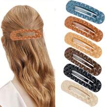 6 件/套菱形纹理中号女士发夹，强力抓握，扁平发夹，发型配件 - 彩色 - 查看 1