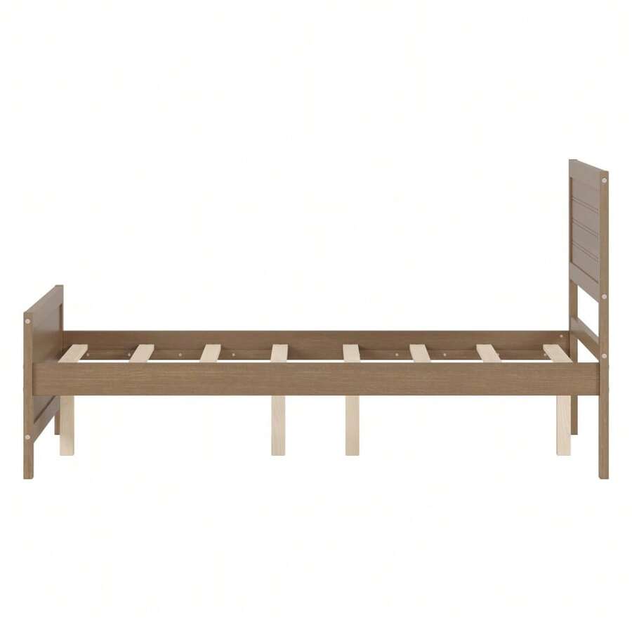Wood Platform Bed Frame With Headboard, Mattress Foundation With Wood
