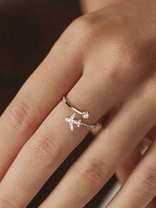 1 pieza Anillo de avión sencillo de plata de ley 925 para mujer y niña, para uso diario, fiesta retro, joyería de regalo