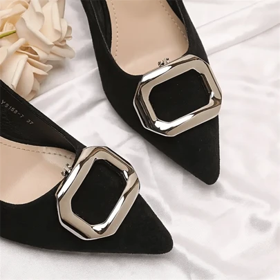 2pcs Detachable Silver Square Buckle Decorative Accessories, Fashionable And Elegant Shoe Clips, Suitable For High Heels, Shoes, Bags, Clothing In White, Black, Orange, Red Colors