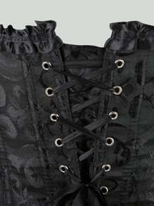 Palace Style Corset With Boning To Shape Waist And Push Up Bust, Sexy Jacquard Shapewear Top, Suitable For Wearing With A Dress, 1pc - 彩色 - 查看 9