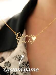 1 chiếc vòng cổ mặt dây chuyền tên chữ cái tiếng Anh bằng thép không gỉ màu vàng hồng phong cách đơn giản choker trang sức trang trí cho phụ nữ quà tặng ngày lễ tình nhân cho vợ quà tặng ngày của mẹ cho quà tặng giáng sinh cho mẹ quà tặng - Nhiều màu - Xem 1