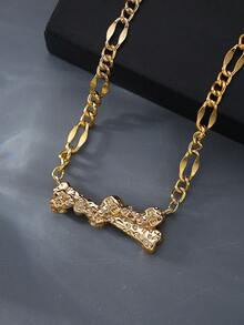 1 件时尚骷髅链项链，嘻哈酷炫，铜色，男女通用 - 骷髏項鍊 - 查看 14