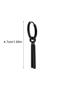 1pc Titanium Steel Stud Earrings Men's Hip Hop Simple Earrings, Removable Black And White Double Color Double Rod Earrings, Suitable For Daily Wear