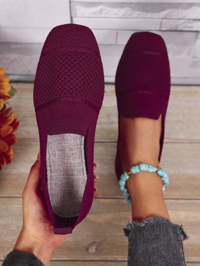 أحذية نسائية مسطحة من الضفيرة بفتحة للأصابع، مريحة وقابلة للتنفس، أحذية أم مناسبة للربيع والخريف