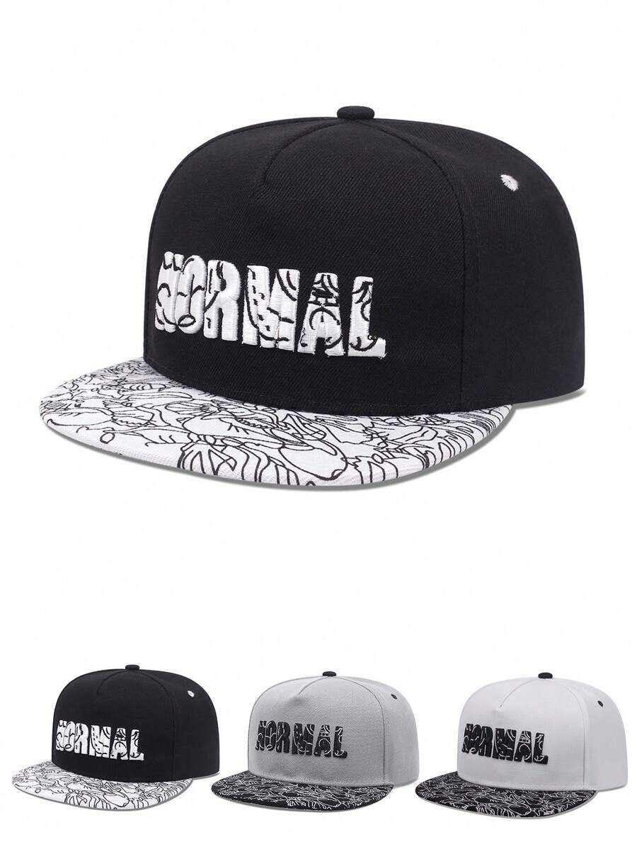 1 件装男士时尚 NORMAL 刺绣嘻哈帽，时尚户外可调节防晒男女情侣棒球帽，适合春秋旅行、海滩派对 - 灰色 - 查看 1