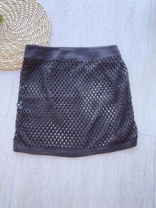 Short Plain Beach Skirt, Women's Fashion - 黑色 - 查看 2