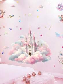 1 zestaw dekoracji do domu, naklejki ścienne z motywem wróżek, naklejki ścienne z zamkiem księżniczki, naklejki ścienne do sypialni księżniczki, salonu, pokoju zabaw, naklejki ścienne do pokoju (rozmiar: 15,7*23,7 cala), naklejki, naklejka ścienna, naklejka winylowa do dekoracji domu, wiosenne dekoracje, odśwież swój dom, naklejki dekoracyjne Rama, prezenty urodzinowe, ukończenie szkoły